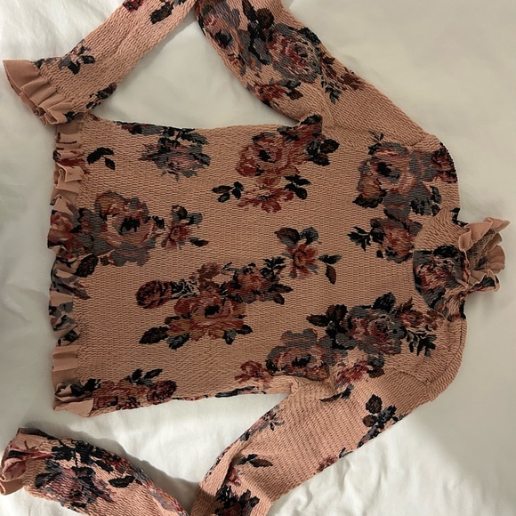 Zara Pink Floral Long Sleeve Blouse - Picture 3 of 4
